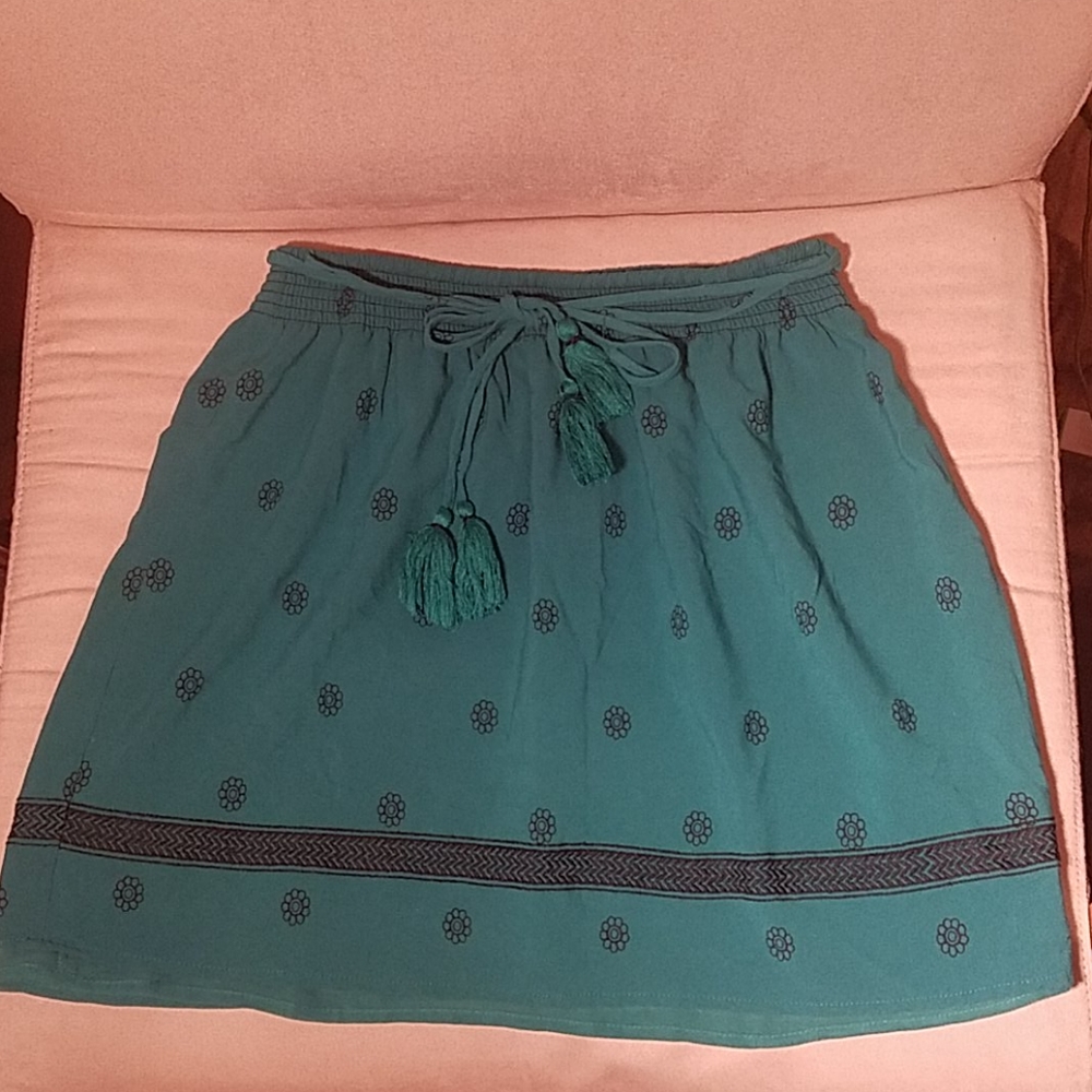 Loft xs petite teal mini skirt with elastic waist